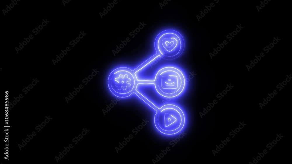 Glowing Multimedia Icon and Symbol in HD Video Neon Animation on Black Background Glowing Multimedia Icon and Symbol in HD Video Neon Animation on Black Background