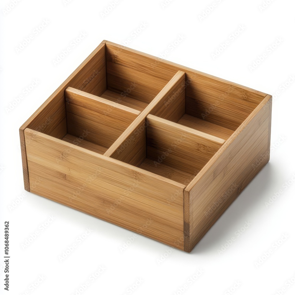 Bamboo organizer, white isolated background Bamboo organizer, white isolated background