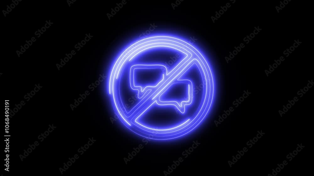 Glowing No Chat Icon and Symbol in HD Video Neon Animation on Black Background Glowing No Chat Icon and Symbol in HD Video Neon Animation on Black Background