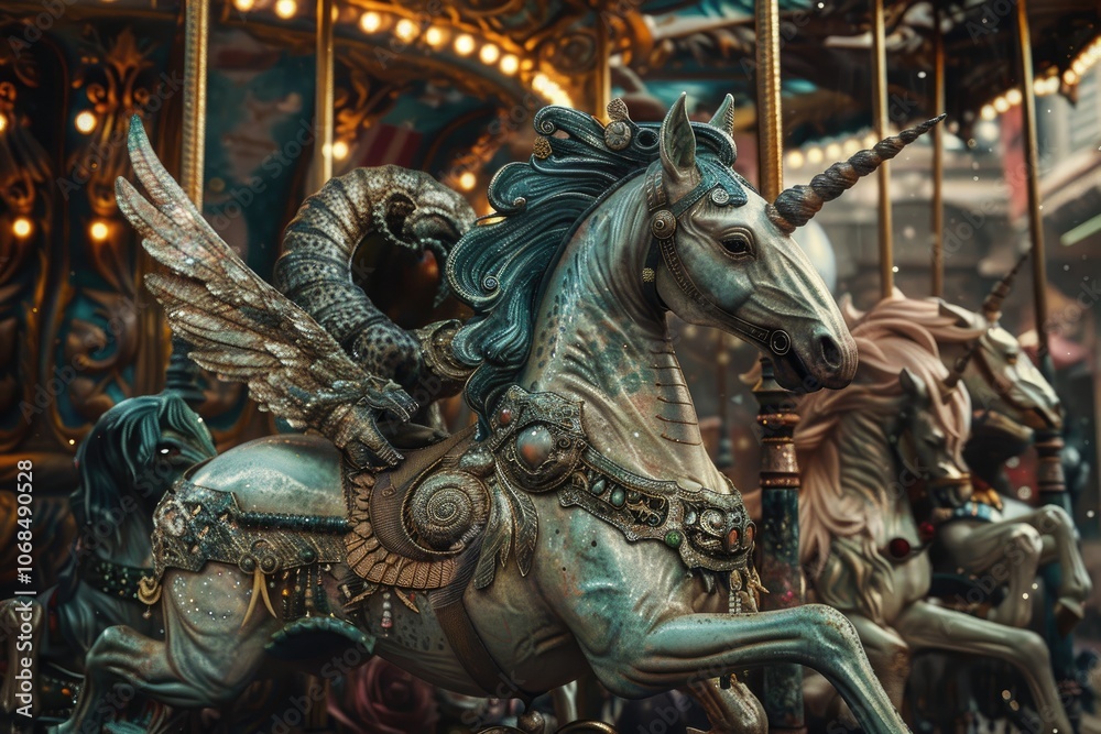 Ornate Winged Unicorn Carousel Figure Ornate Winged Unicorn Carousel Figure