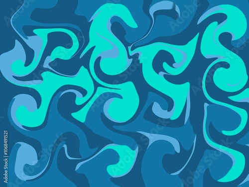 seamless pattern with blue and cyan waves