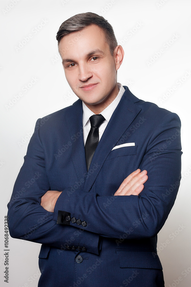 Portrait of handsome man in black blue suit Portrait of handsome man in black blue suit