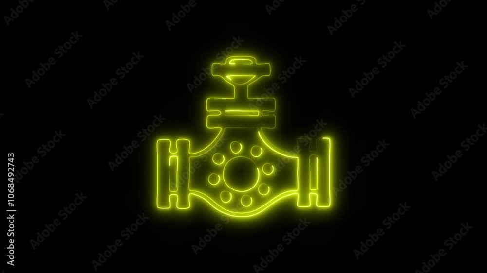 Glowing Oil Valve Icon and Symbol in HD Video Neon Animation on Black Background Glowing Oil Valve Icon and Symbol in HD Video Neon Animation on Black Background