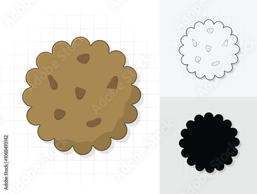 Biscuit icon, cookie snack symbols outline or silhouette vector illustration for mobile concept and web design