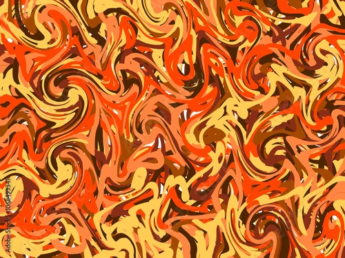 Abstrak orange, red, brown and dark swirl pattern