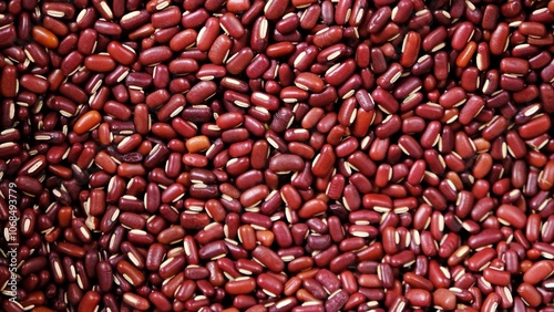 Top view raw red bean or azuki beans seeds texture background.