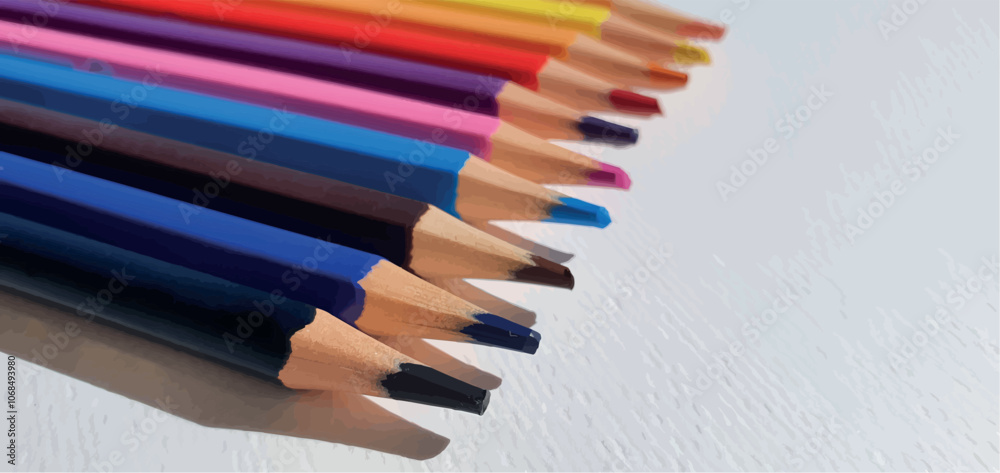 A set of colored pencils isolated on white background. Drawing pencils. A set of colored pencils for school. Bright palette of colors. Pencils in a pencil case. A set of colored pencils isolated on white background. Drawing pencils. A set of colored pencils for school. Bright palette of colors. Pencils in a pencil case.