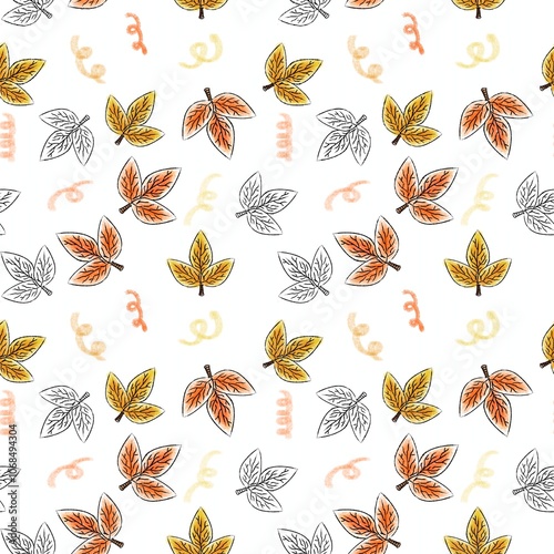 seamless pattern with autumn leaves