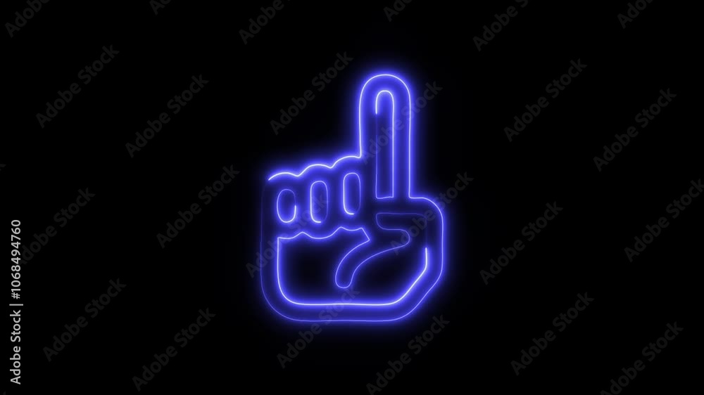 Glowing One Finger Icon and Symbol in HD Video Neon Animation on Black Background Glowing One Finger Icon and Symbol in HD Video Neon Animation on Black Background
