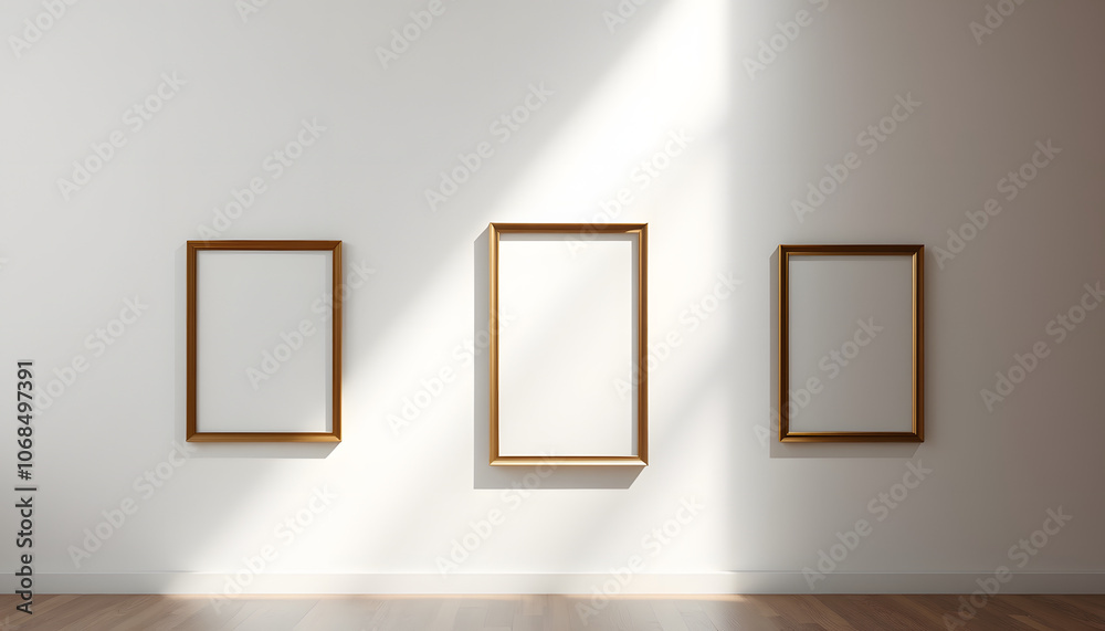 Frames on a wall isolated with white highlights, png Frames on a wall isolated with white highlights, png