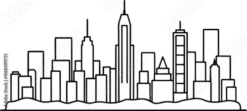 City Skyline Outline Vector Illustration