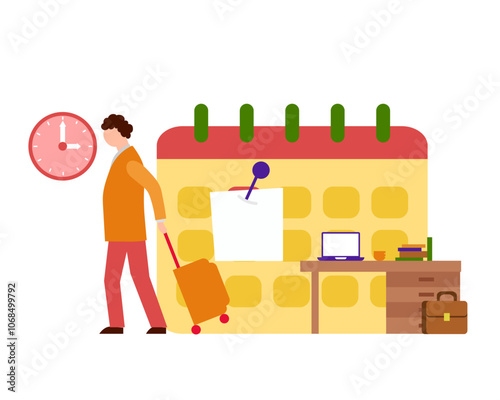 Annual leave. Vector simple color flat illustration. 