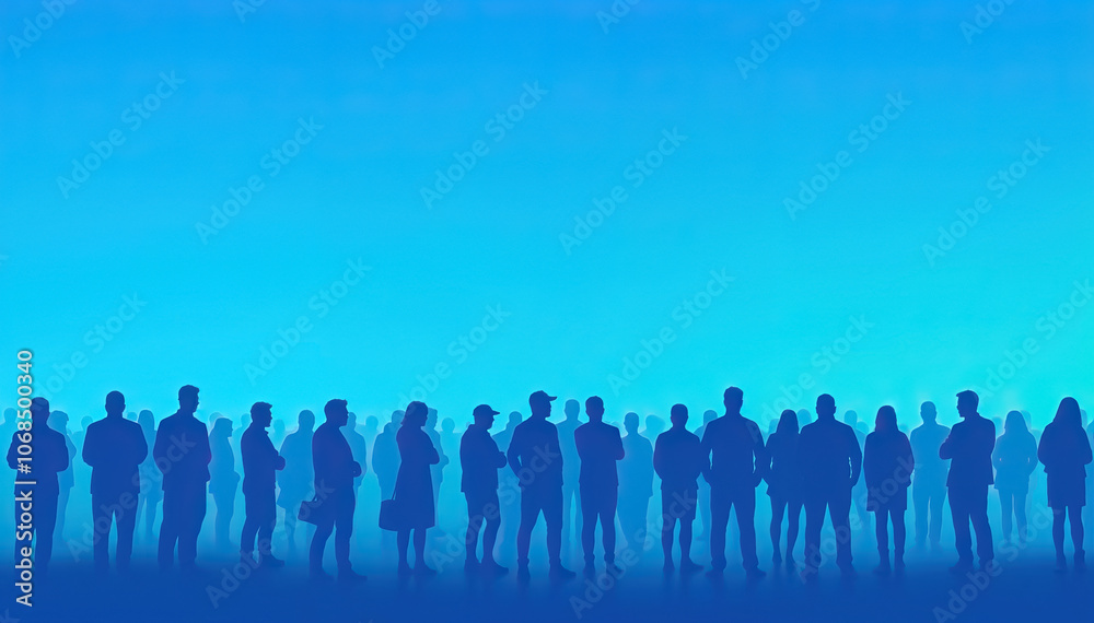 silhouette of diverse group of people standing against blue gradient sky representing unity teamwork diversity inclusion silhouette of diverse group of people standing against blue gradient sky representing unity teamwork diversity inclusion