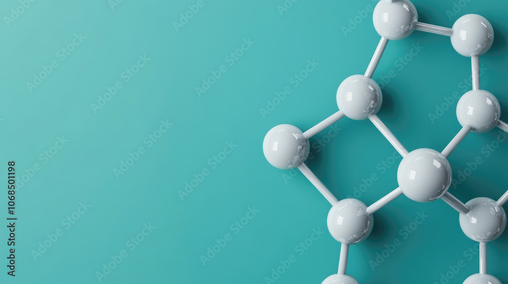 Obraz premium Atomic Science and Molecular Concepts, vibrant 3D illustration showcasing atomic structures, molecular interactions, and scientific exploration.