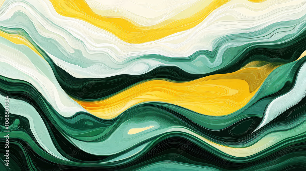 Aesthetic wavy dynamic background. Pastel mint, yellow, white and beige colors. Banner template. Generative AI Aesthetic wavy dynamic background. Pastel mint, yellow, white and beige colors. Banner template. Generative AI