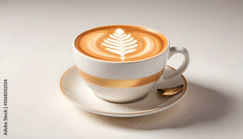 a coffee cup with latte art isolated on white create with ai a coffee cup with latte art isolated on white create with ai