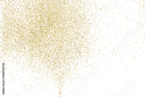 Gold Glitter Texture Isolated On White. New Year, Christmas Background. Amber Particles Color. Celebratory Party. Golden Explosion Of Confetti. Vector Illustration, Eps 10.