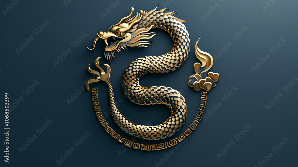 Obraz premium Happy Chinese New Year 2025. Chinese snake gold zodiac sign for card design. China lunar calendar animal.