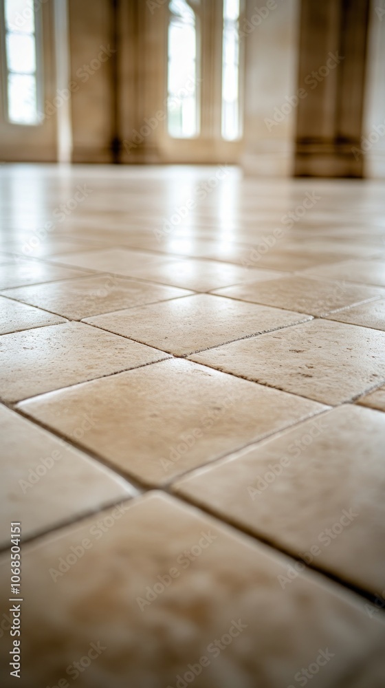 The smooth, polished tiles reflect light beautifully, creating a serene atmosphere in a large, airy space, perfect for events or gatherings The smooth, polished tiles reflect light beautifully, creating a serene atmosphere in a large, airy space, perfect for events or gatherings