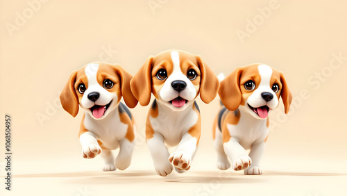 Beagle puppy walking