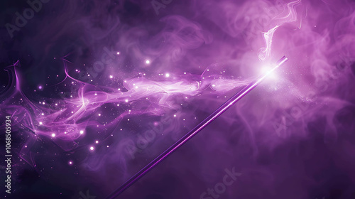 A wizard's magic wand emits a powerful beam of light.