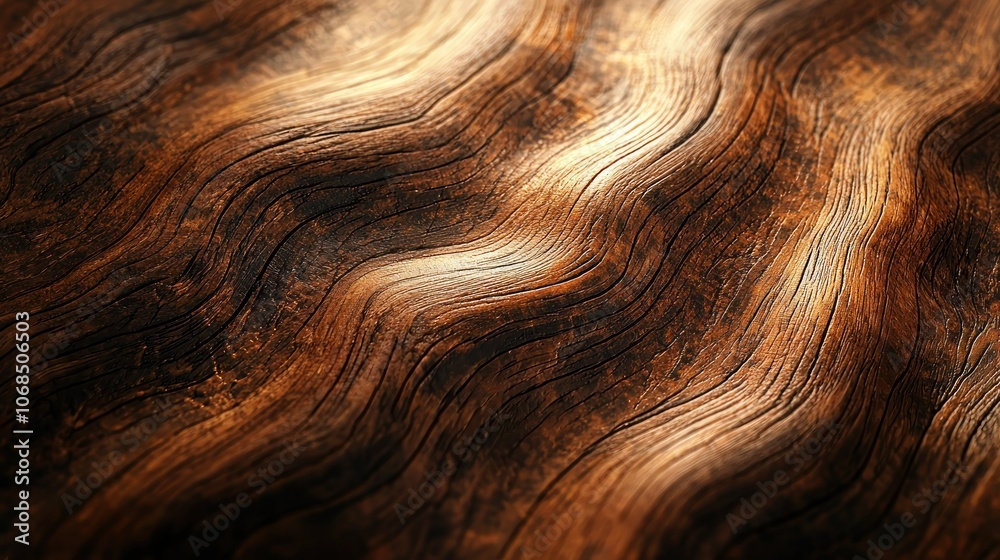 Textured Wood Surface with Wavy Grain Patterns
