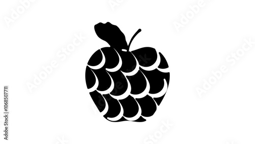 Custard apple, black isolated silhouette