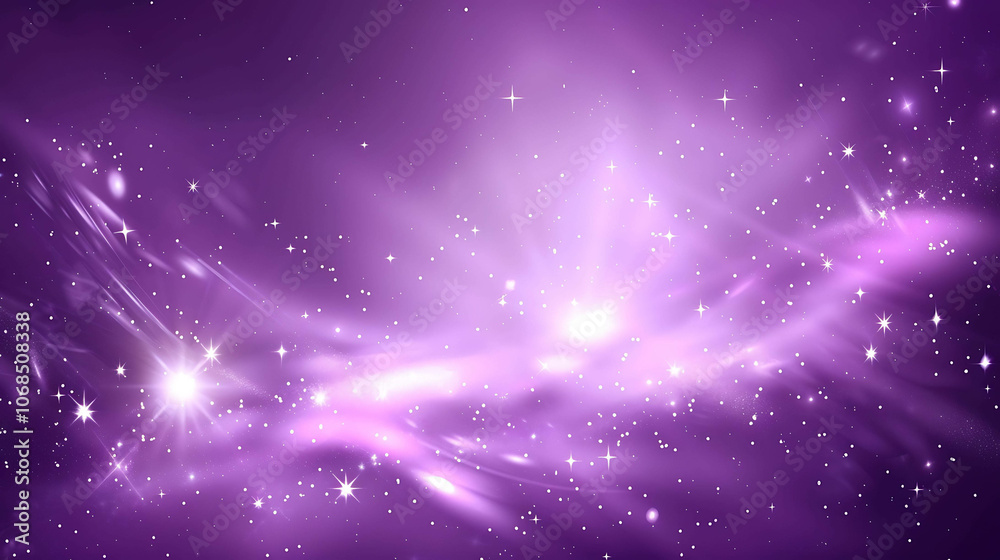 Obraz premium Glowing purple abstract background with stars.