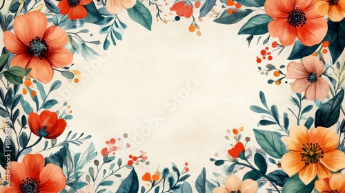 Floral Watercolor Border