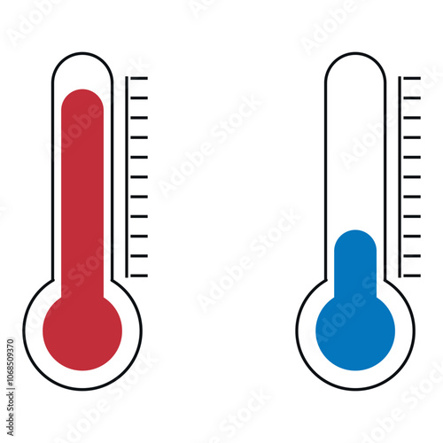 Hot and cold thermometer icons for websites and graphic resources.