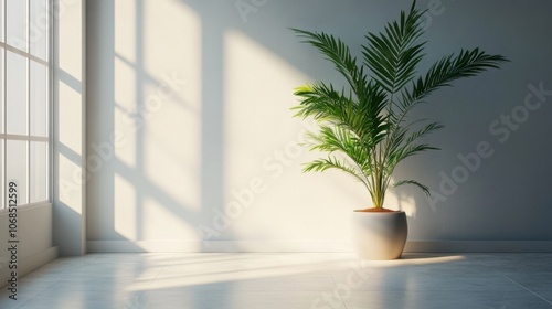 Sunlit Room with Palm Plant