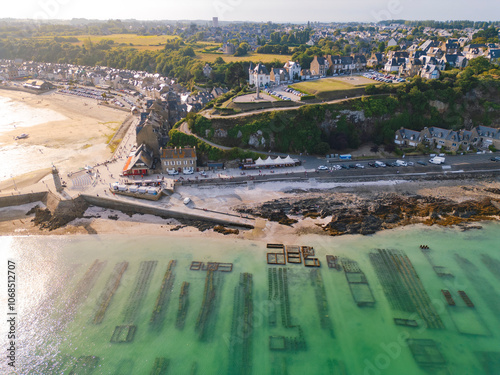 Aerial view of Cancale town, Brittany France