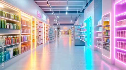 Interior of a large body care shop