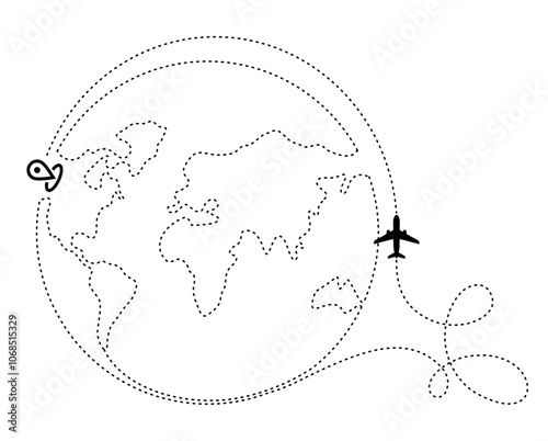 Artistic Globe with Elegant Line Strokes,
Journey Around the Globe: Line Art with Airplane,
A stylized globe adorned with delicate line strokes,
showcasing the continents and oceans with an artistic.