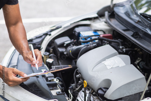 Wallpaper Mural car service center mechanics are checking condition car and engine make sure they are ready use and in perfect condition according center warranty. periodic vehicle inspections for safety in driving. Torontodigital.ca