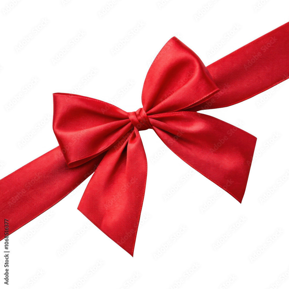 Fototapeta premium Silk red gift bow with ribbon on a transparent background, png