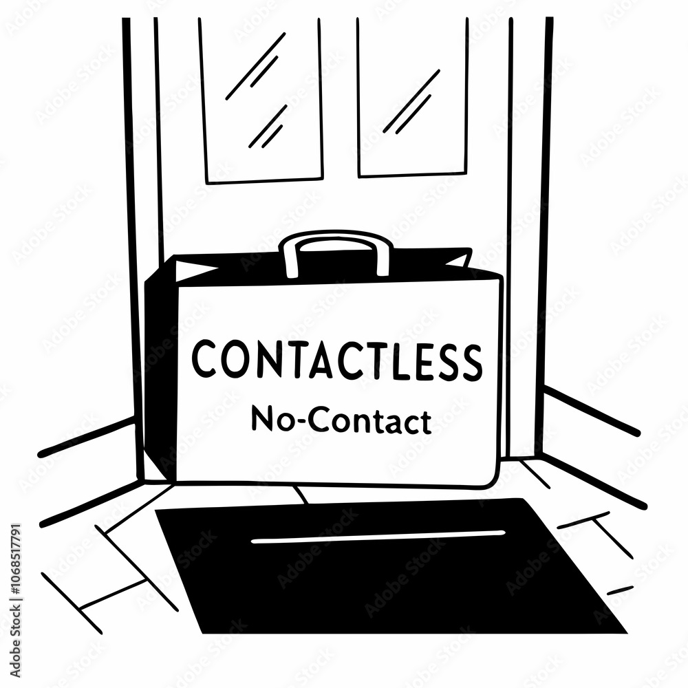 a food delivery bag left safely on a doorstep, emphasizing a food delivery bag left safely on a doorstep, emphasizing