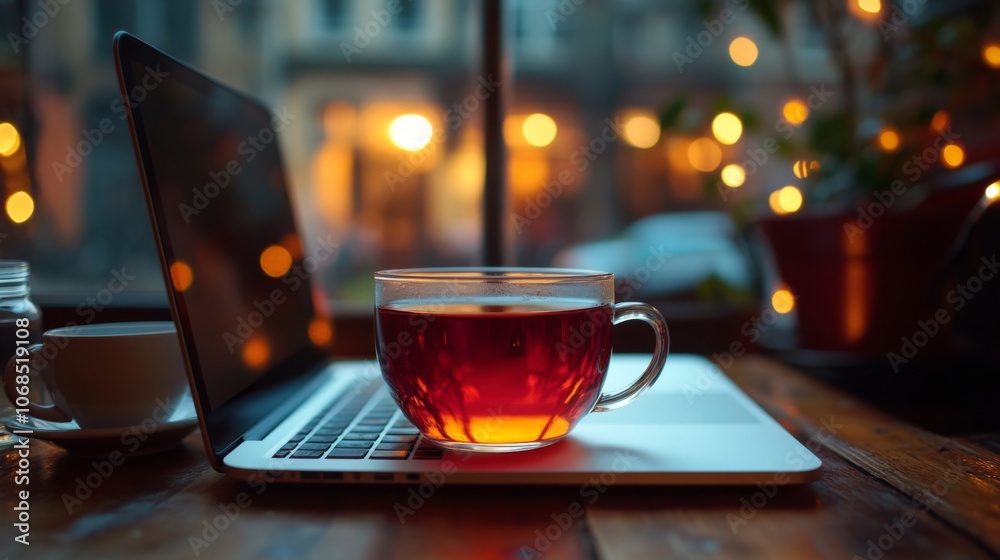 Cozy Cafe Work Setup