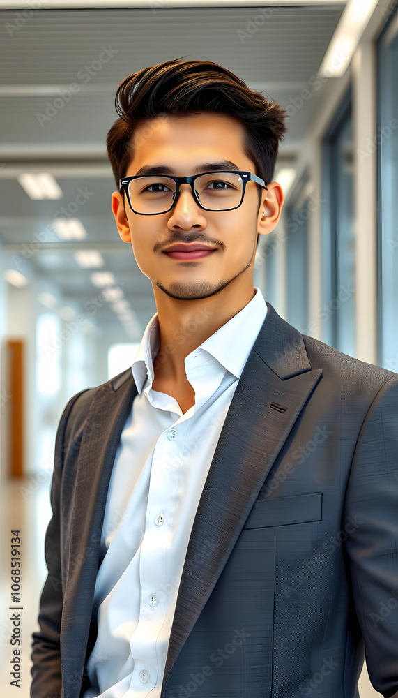 Waist-up portrait of confident young psychologist wearing elegant suit posing for photography while standing at modern office isolated with white highlights, png Waist-up portrait of confident young psychologist wearing elegant suit posing for photography while standing at modern office isolated with white highlights, png