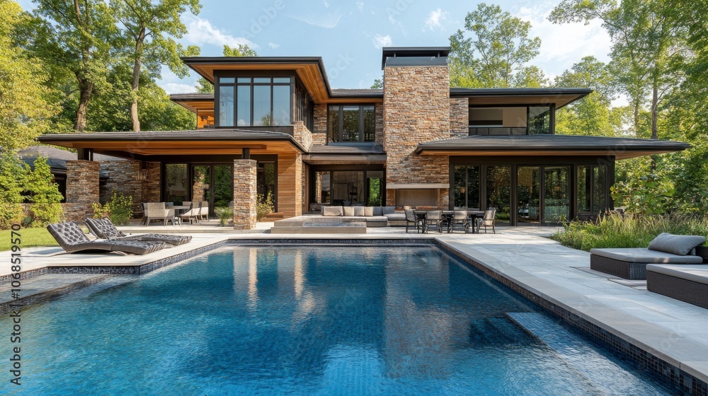 Fototapeta premium Modern Luxury Home with Pool