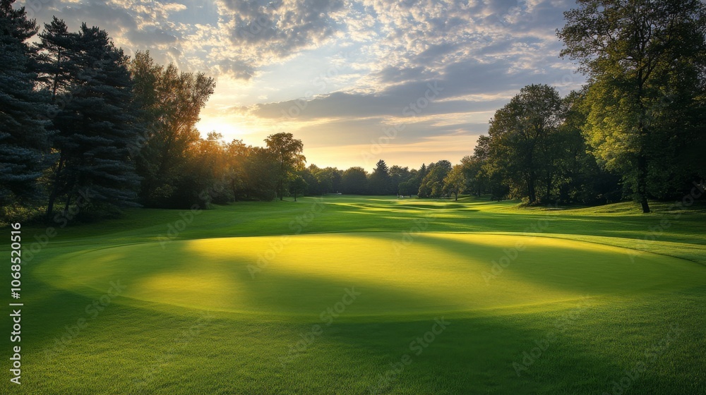 Obraz premium Golf Course at Sunset