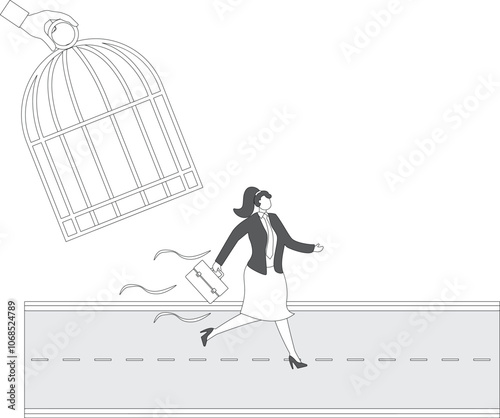 Big Hand catching a small Businesswoman