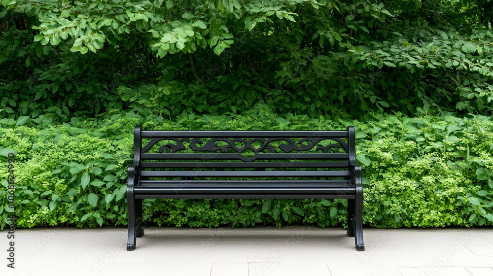 An antique bench in a French public park An antique bench in a French public park