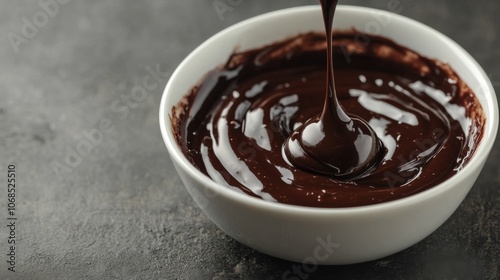 Rich Chocolate Sauce in White Bowl