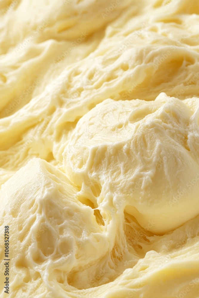 The close-up view highlights the creamy, rich texture of freshly made cheese, emphasizing its smoothness and inviting appearance in a home kitchen The close-up view highlights the creamy, rich texture of freshly made cheese, emphasizing its smoothness and inviting appearance in a home kitchen