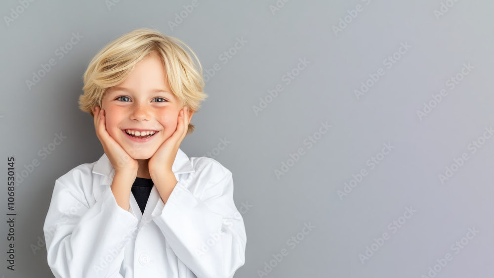 Caucasian little boy smile excited wearing doctor lab coat image ideals Caucasian little boy smile excited wearing doctor lab coat image ideals