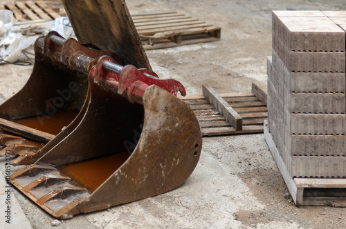 Heavy machinery and materials at city worksite