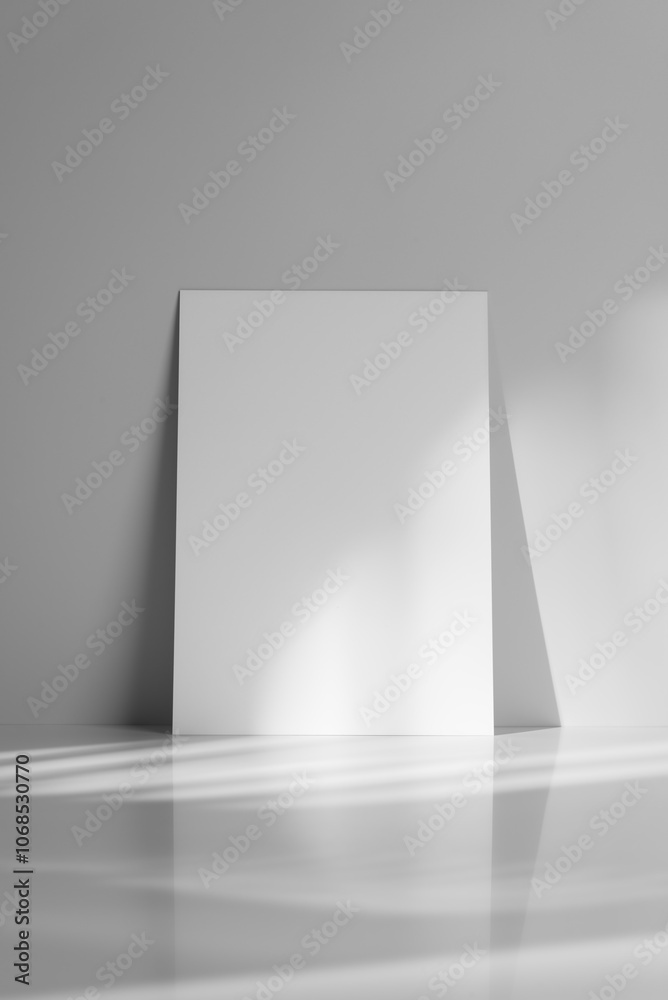 Minimalistic blank mockup with soft shadows on a white and gray background Minimalistic blank mockup with soft shadows on a white and gray background