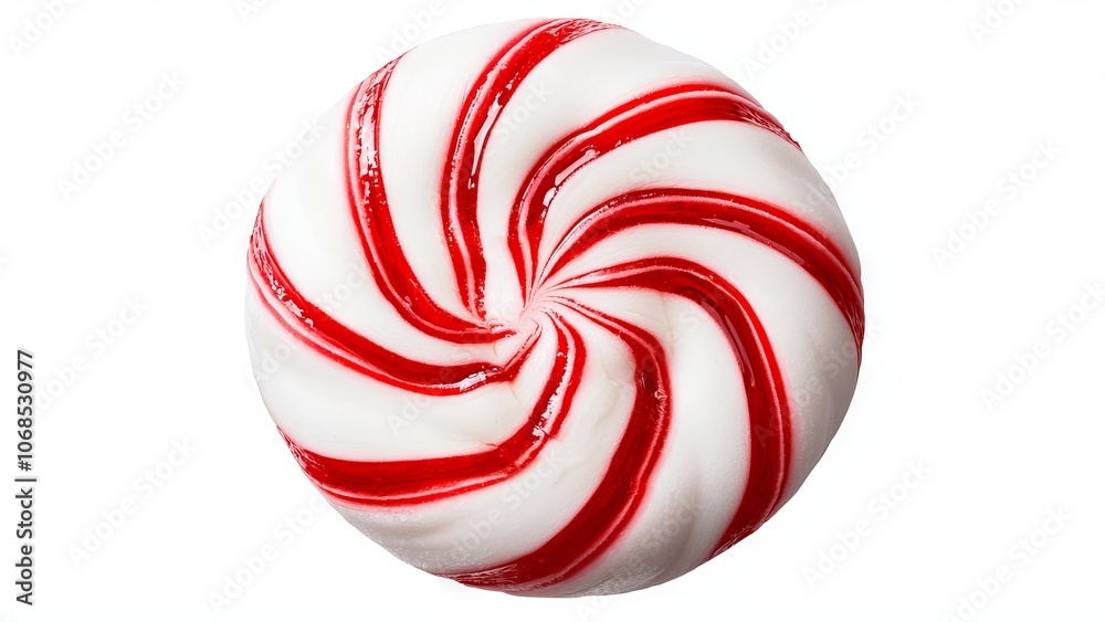 A colorful, round candy featuring red and white stripes, commonly associated with holidays and treats, reminiscent of peppermint flavor. A colorful, round candy featuring red and white stripes, commonly associated with holidays and treats, reminiscent of peppermint flavor.