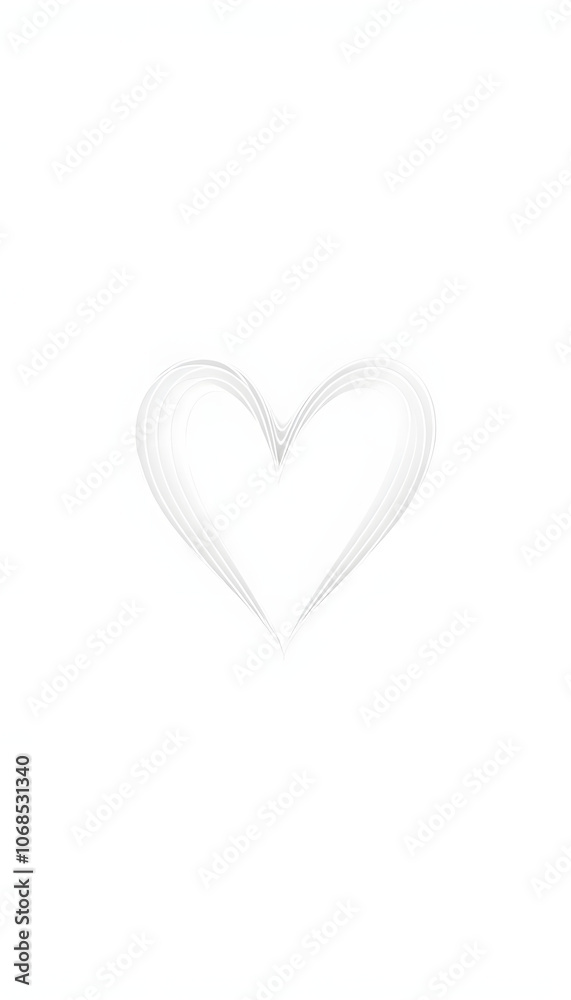 Lined heart shape on white illustration isolated with white highlights, png Lined heart shape on white illustration isolated with white highlights, png